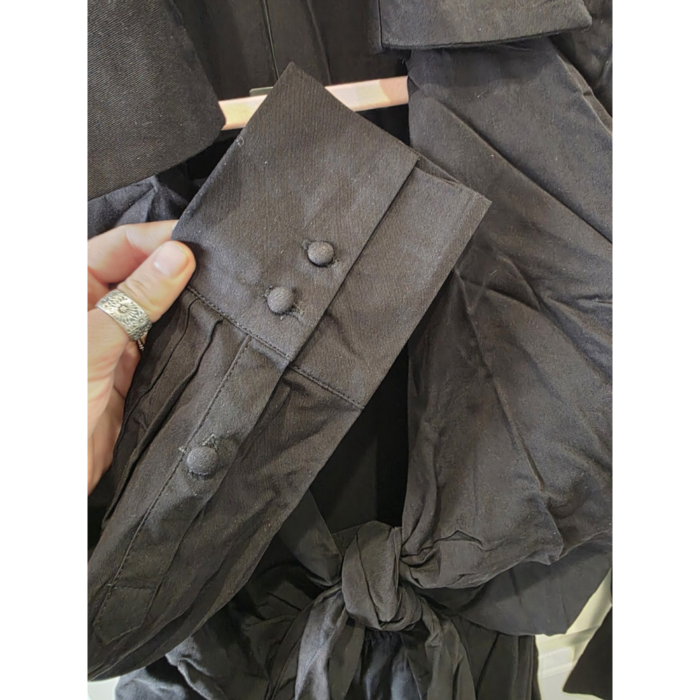 Lulu's Long Story Shirt Black Long Sleeve Tie-Front Midi Dress Size Small NWT$59 - Picture 6 of 8